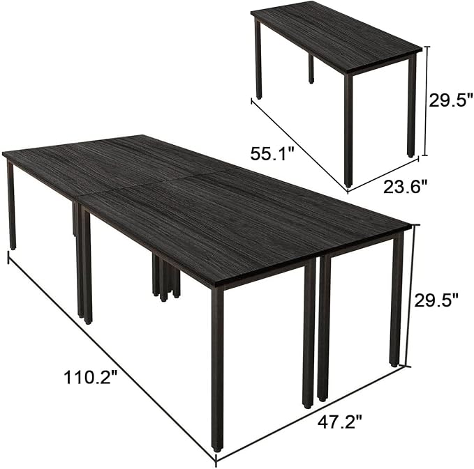 Bonzy Home Conference Tables 9ft Office Computer Desk for Meeting Room Study Writing Printer Podcast Table Save Space Design for 10 People Modern Black 4PCS (110.2"x47.2"x29.5", Black)
