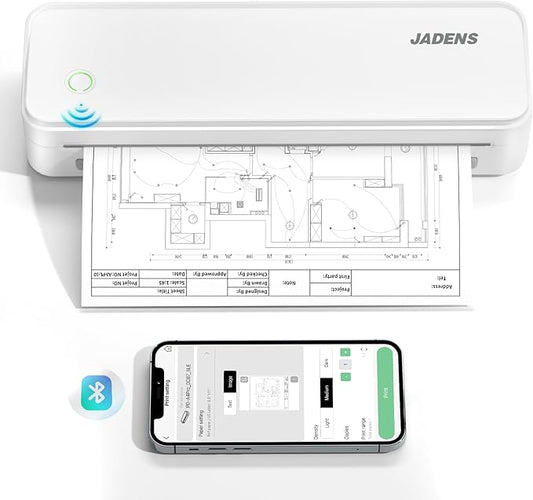 JADENS Portable Printers Wireless for Travel, Thermal Inkless Printer, Support 8.5" X 11" Thermal Paper, Compatible with iOS, Android & Laptop