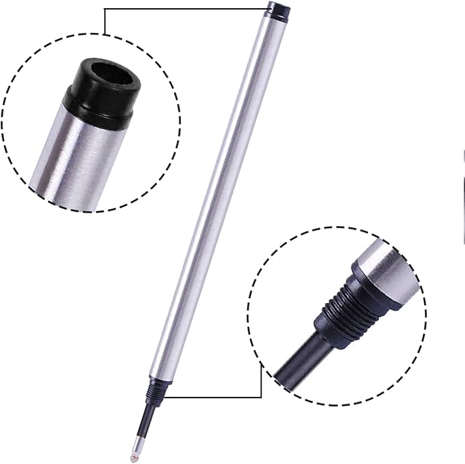 DunBong Spiral Refill, Replaceable Gel Ink Rollerball Refills 5 Pack, 0.5mm Medium Point, Threaded Rolling Ball Refills (Red)