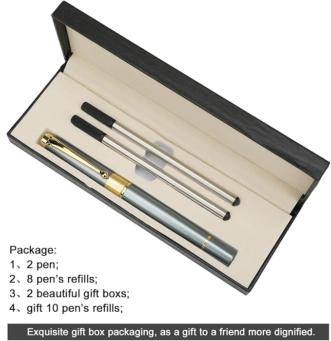 YIVONKA Ballpoint Pen Black Refill,Luxury Ballpoint Line width 0.5mm,Best Ball Pen Gift Set for Men & Women Professional Executive,Office,Nice BallPens Classy Gift Box (2 Blue)