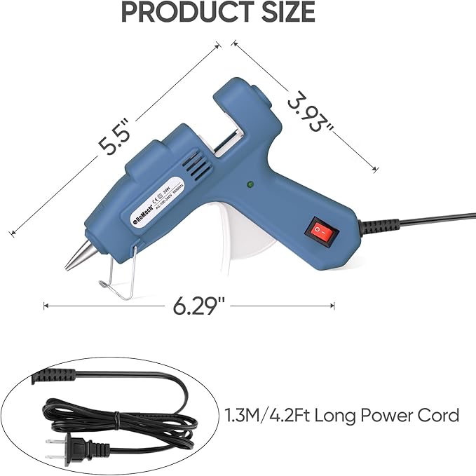 ROMECH 20W Mini Hot Glue Gun with 30 Glue Sticks Set, Fast Preheating Hot Glue Gun Kit Heavy Duty Gluegun for Craft, DIY, Repairs (Blue)