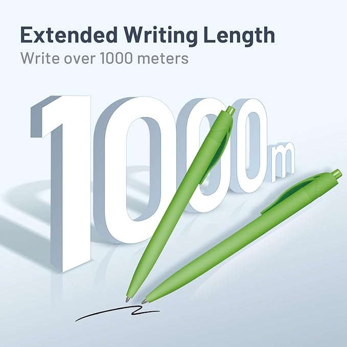 BallPoint Pens, 50 Pack (BLACK Ink),Bulk Pens, Light Green Barrel,Click Pens for Office Home and School, Retractable Ballpoint Pens, Medium Point, 1.00MM (Light Green)