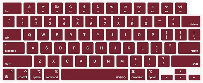 MOSISO Keyboard Cover Skin Compatible with MacBook Air 15 inch M3 A3114 M2 A2941/Air 13.6 A3113 A2681/Pro 14/16 M4 M3 M2 M1, Marsala Red