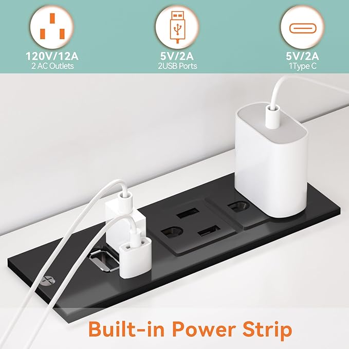 Dresser with Power Outlets and LED Lights Wooden 6 Drawer Dresser with Large Organizer Tall White Drawer for Bedroom Modern Chest of Drawers Closet for Living Room Kids Room