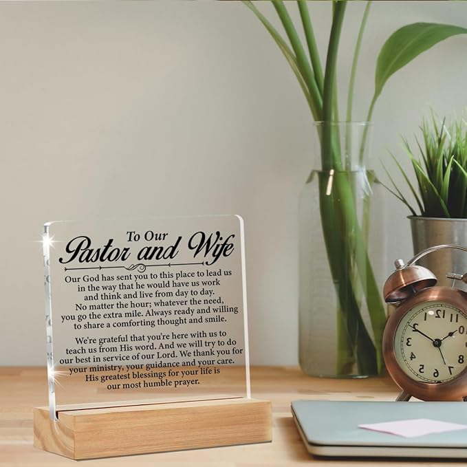 Pastor & Wife Appreciation Gifts - Clear Desk Decorative Sign - Acrylic Decor