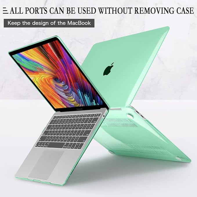 CISSOOK for MacBook Pro 13 Inch Case 2023 2022-2020 Release, Green Hard Shell Case with Keyboard Cover +Screen Protector for MacBook Pro 13 A2338 M2 M1 A2251 A2289 Model with Touch Bar -Clear Green