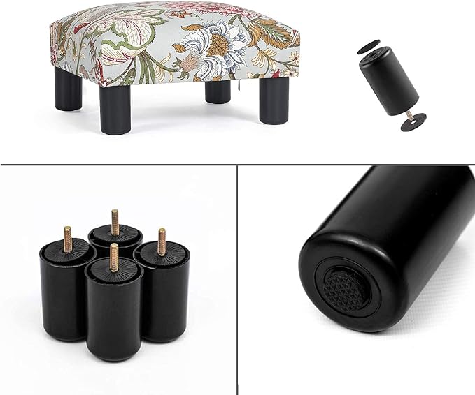 Joveco Small Foot Rest Stool Ottoman, 15" Fabric Square Footstool Upholstered Footrest for Chair, Under Desk, Office, Living Room, Boho Floral