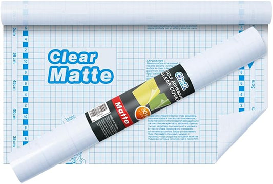Chell Matte Clear Contact Paper Roll for Books, Crafts and Countertops, Self Adhesive Book Cover, 17.5 in x 30 ft