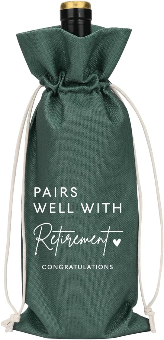 XFW Grey Retirement Wine Bag Retirement Gifts for Women Men Farewell Gifts for Coworkers Going Away Gift for Friends Boss