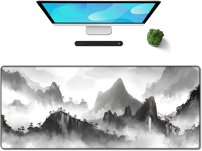 Galdas Gaming Mouse Pad XXL XL Large Long Extended Big Mousepad Non-Slip Rubber Keyboard Mouse Pad with Stitched Edges for Laptop Home Office (31.5x11.8x0.08 Inch) … (Black Ink)