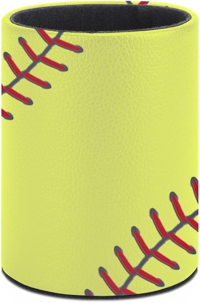 Softball Pen Holder Pencil Organizer Cute Pencil Cup Desk Decor Makeup Brush Holder PU Multifunctional Office Suppliesfor Home Classroom School