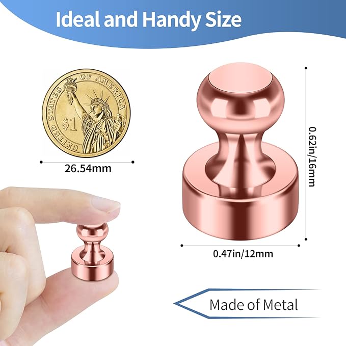 20Pack Rose Gold Refrigerator Magnets Adults Magnets Fridge Small Magnets for Whiteboard Office Locker Kitchen