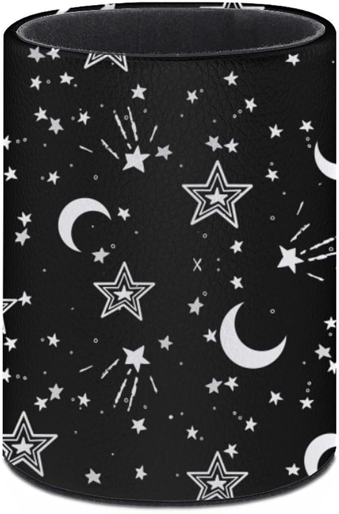 Star Moon Pen Holder Pencil Organizer Cute Pencil Cup Desk Decor Makeup Brush Holder PU Multifunctional Office Suppliesfor Home Classroom School