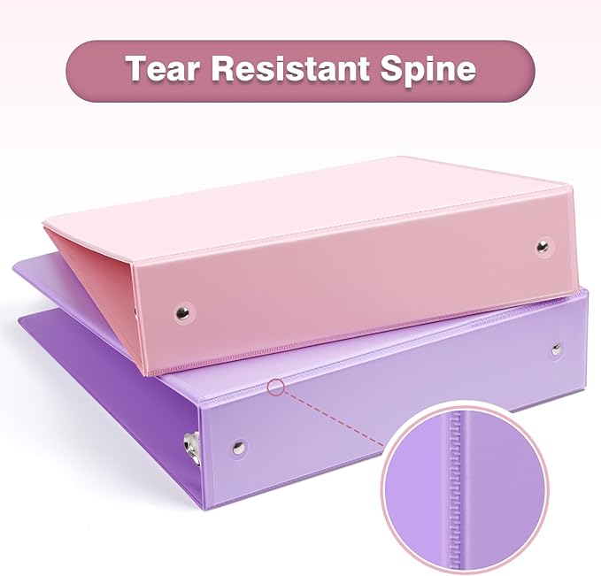 COMIX Standard 3 Ring Binder 2 inch with Clear View Cover, 2" Round Ring View Binder Holds 400 Sheets of US Letter Size Paper, 6 Pack (Pale Purple)