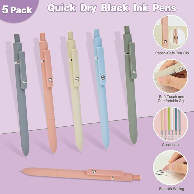 52 PCS Aesthetic School Supplies with Highlighters, Mechanical Pencils, Color Ink Gel pens, Pencil Case, Bible Study Supplies, Pens Pencils and Highlighters Set, Stationary Set for Student (Purple)