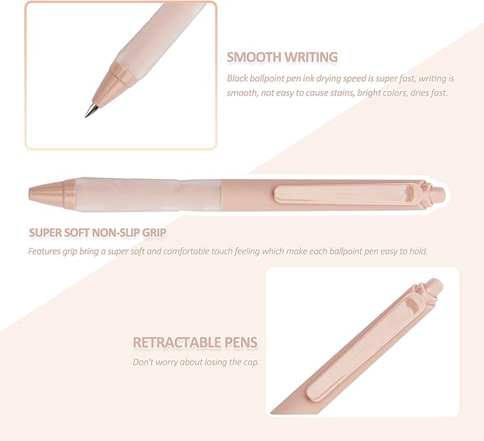 Linbsunne Ballpoint Pens Medium Point 1mm Black Pen with Super Soft Grip Ball Point Pen for Men Women Retractable Pens (18-pack)