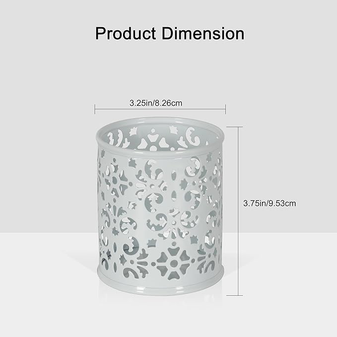 EasyPAG Metal 2-Piece Pen Holder Set Desk Accessories & Workspace Organizers for Classroom, School & Office,White