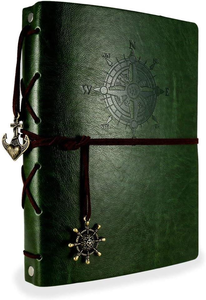 ThxMadam Green Scrapbook Leather Photo Album Vintage Wedding Guest Book Memory Book with 60 Black Pages Present for Valentines Anniversary Mother’s Day Birthday Gift for Teacher Student Kids Friend