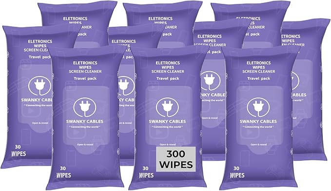 Screen Cleaner Wipes: Electronic Wipes for Screens - Computer Screen Wipes for Lens, Phone, Tv Screen and Monitor Cleaning - Tech Wipes & Microfiber Cloth (Soft Wipes, 300 Count)