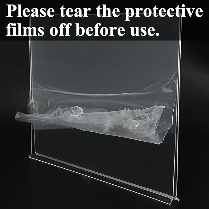 Acrylic Sign Holder 11x8.5 '' Horizontal T-Shaped Clear Double-Sided Table Menu Stands Plastic Picture Frames Display Desktop Display Holders for Wedding Table,Restaurant Signs,Office, Store,6 Pack