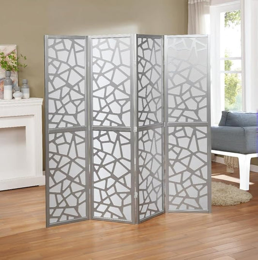 NicBex Room Divider 4 Panel Room Dividers with Paper-Looking Partition Room Dividers and Folding Privacy Screens Wall Divider for Home, Office, Room Separation,70" W x 1" D x 70" H, Silver