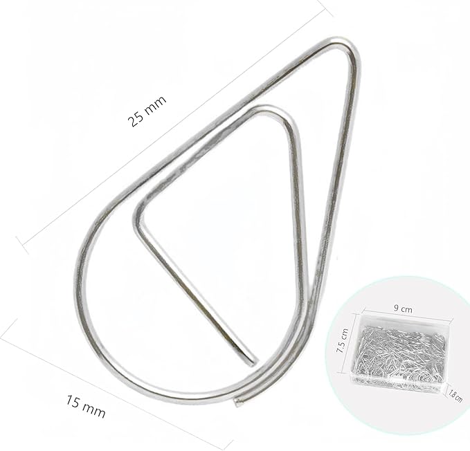 150 Pcs Small Silver Paper Clips Cute Paperclips Decorative Waterdrop Clips Basic Office Supplies for Photo Wedding Invitations