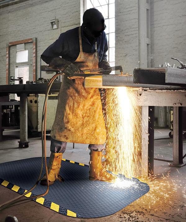 American Floor Mats Hog Heaven Premium 7/8" Black & Yellow Border 2' x 5' Nitrile Backed Anti-Fatigue Comfort Mat