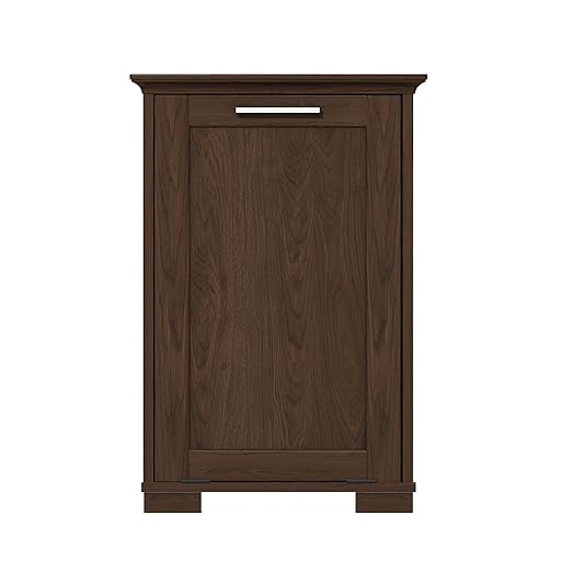 OLD CAPTAIN Wooden Tilt Out Trash Cabinet, Wooden Kitchen Garbage Can Free Standing Holder, Brown Finish