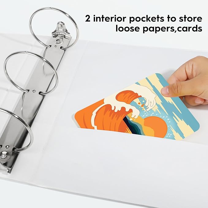 Comix Sturdy 3 inch Round Ring View Binder, Basic 3 Ring Binder 600-Sheet Capacity, Fit 8.5" x 11" Paper, 10 Pack (White)