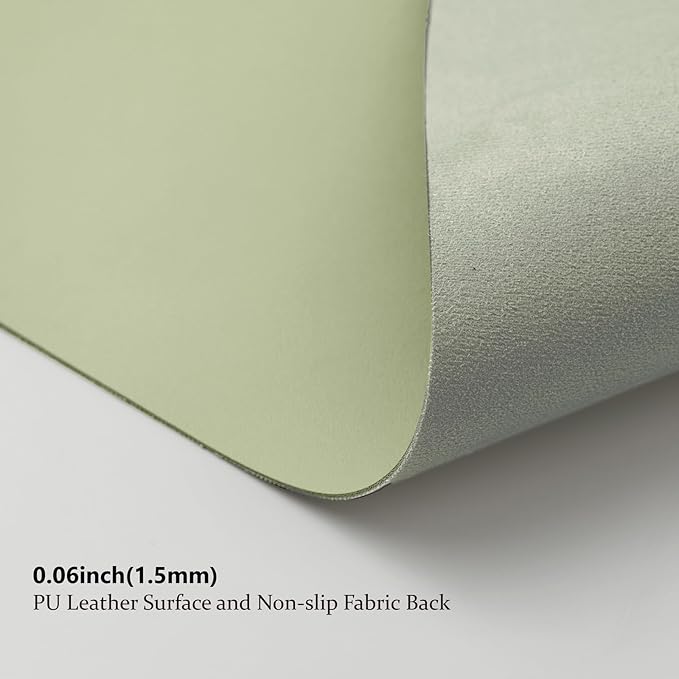 HOMIEAZICOZI Leather Desk Mat - Non-Slip PU Pad for Office and Home Organization Accessories Ideal Large Mouse Mats on Top of Desks (Light Green,36''x 17'') (DPD-LG-L)
