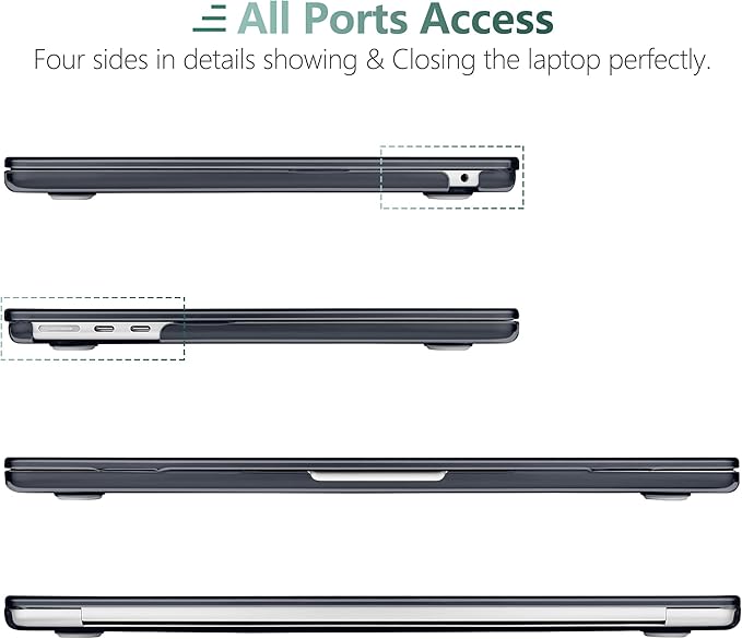 DONGKE Compatible with M4 MacBook Air 15 inch Case 2025-2023 A3241 A3114 A2941 M3 M2 Retina Display Touch ID, Plastic Hard Case & Keyboard Skin for MacBook Air 15" - Black Retro Florals