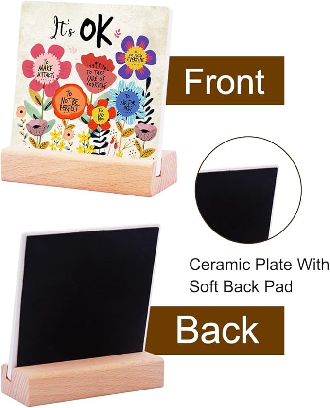 Inspirational Gifts for Teen Girls Women Birthday Christmas-Encouragement Gift Cheer Up Gifts for Friends-Motivational Sign It's OK Sign Ceramic Plaque-Mental Health Office Desk Decor