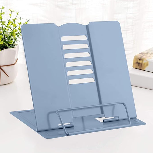 MSDADA Desk Book Stand Metal Reading Rest Book Holder Adjustable Cookbook Documents Holder for Recipes Textbooks Tablet Music Books, Mom Gifts, Gifts for Grandma Mom Mothers Day(Dark Blue)