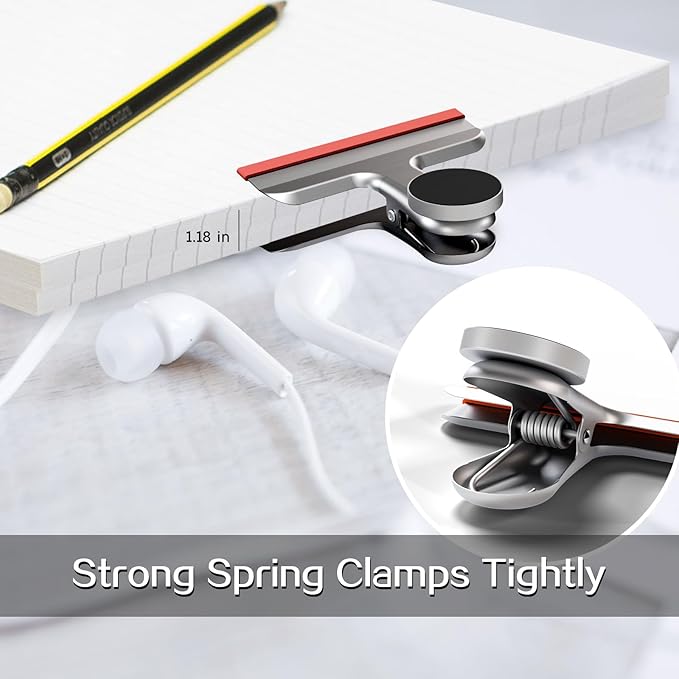 HOUSE AGAIN 8 Pack Stainless Steel Magnetic Chip Bag Clips Covered with Silicone - NO More Sharp Edges - Color Coded for Food Bags - Hang Postcards Heavy Duty for Kitchen and Office, 3 Inches Wide