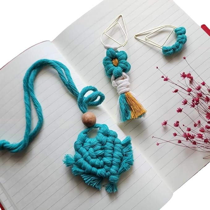 Set of 3 Whimsical Bookmark | Book tabs Classroom Must Haves Crochet Flower Bookmark Paper Clips Bullet Journal Tassels for Bookmarks Cute Things Teacher Must Haves