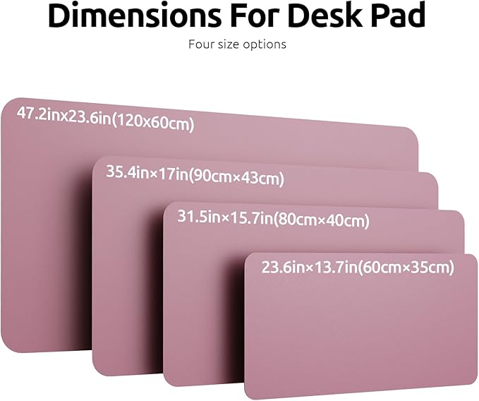 YSAGi Leather Desk Protector, Office Mat, Large Mouse Mat, Non-Slip PU Leather Blotter, Laptop Desk, Waterproof Writing Pad for Office and Home (Pale Mauve, 35.4" x 17")