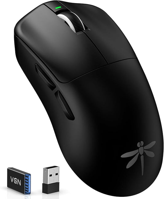 VGN F1 Pro Max Wireless Gaming Mouse - 55g Ultralight - 26000 Adjustable DPI - 1000Hz Polling Rate - 200h Battery - Wireless & Wired Mode - 6 Programmable Buttons - Professional Grade - USB-C - Black