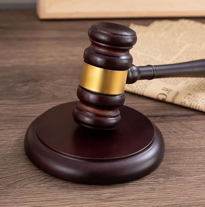 Handmade Wooden Gavel and Block Set Perfect for Lawyer Judge Auction Sale Meetings Student and Gifts (Round Block II)