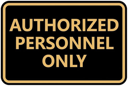 Signs ByLITA Classic Framed Authorized Personnel Only Sign (Black/Gold) - Small 2 Pack
