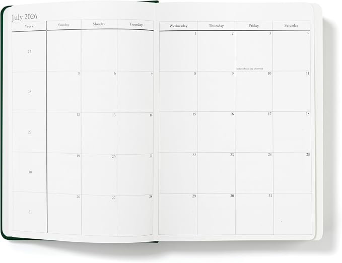 Wykeham's Executive 2026 Daily Journal Planner – US Public Holidays & Format – Customization Available (Personalized Racing Green, 8.5”×5.5”)