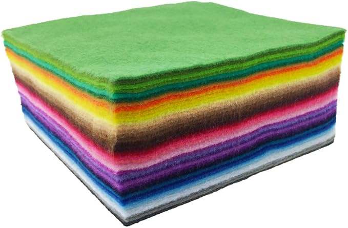 flic-flac 42pcs1.4mm Thick Soft Felt Fabric Sheet Assorted Color Felt Pack DIY Craft Sewing Squares Nonwoven Patchwork (30cm * 30cm)