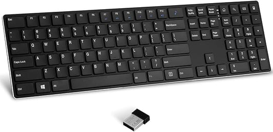 K01R Wireless Keyboard, 2.4G Slim and Compact Wireless Keyboard with Numeric Keypad, Long Battery Life, Lag-Free for PC Laptop Computer Windows, Black