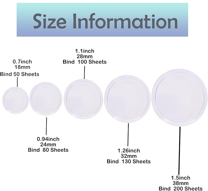 100pcs Discbound Notebook Discs DIY Planner Accessories fits for Tul,Levenger,Arc,Happy Planner,Talia(Super Clear,0.94inch/24mm)