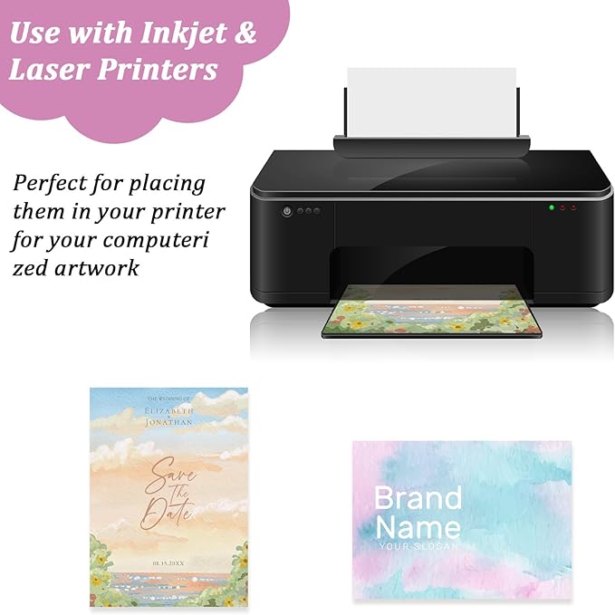 200 Sheets Linen Cardstock 5 x 7 Invitation Cardstock Heavy Weight Printer Paper 92lb 250GSM Index Cards for Printer Cover Postcards Blank Note Greeting