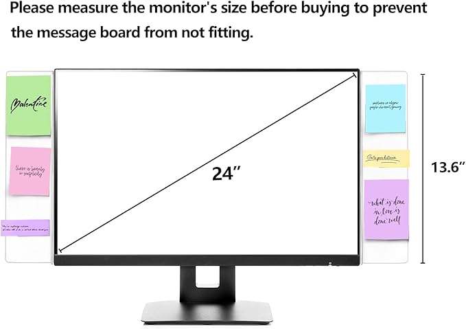 2 Pcs Large Computer Monitor Memo Board for No Edge Monitors,13.6 X 3.6 Inch Monitor Sticky Note Holder Computer Monitor Message Board for Frameless Monitors
