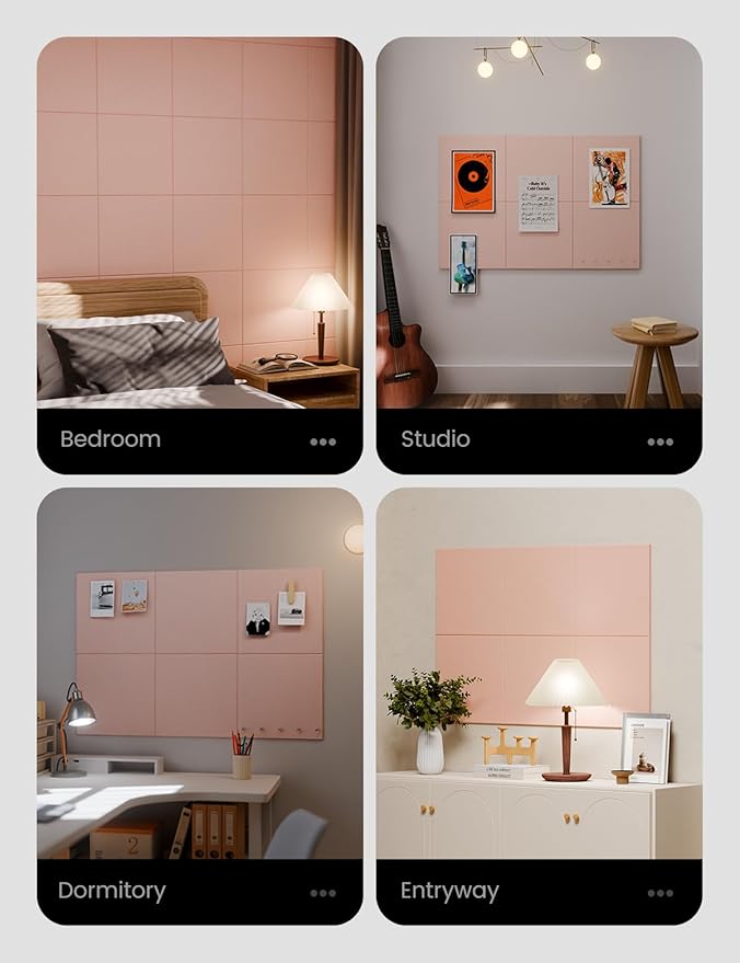 Large Felt Bulletin Board 36" x 24" Cork Board Alternative-6 Pack with 40 Safe Removable Adhesive Tabs, Cork Boards for Walls Cork Board for Home Office Classroom Pin Board - Coral