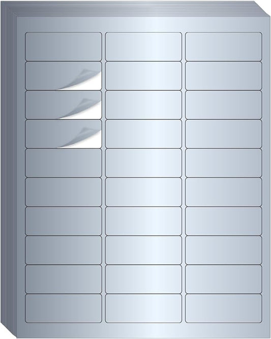 1" x 2-5/8" Address Labels- Matte Silver Mailing Labels Stickers for Laser/Inkjet Printer-Permanent Adhesive Stickers