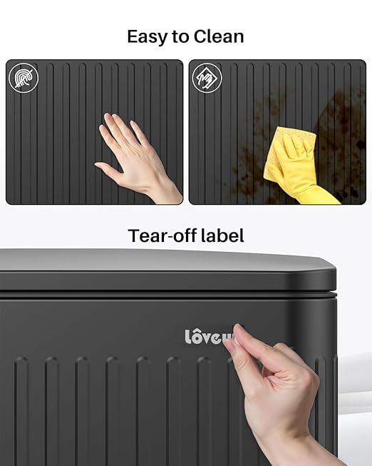 Lovewind 60 Liter/ 16 Gallon Stainless Steel Trash Can with Soft-Close Lid, Large Footstep Garbage Can with Roman Texture, Removable Inner Buckets, Recycling Bin for Kitchen Office, Black