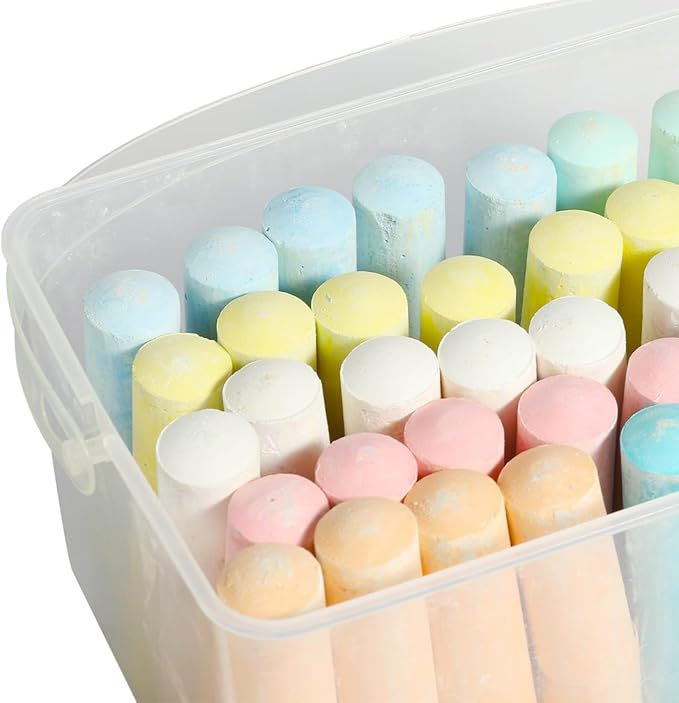 novelinks 54 Pack Sidewalk Chalk Set 10 Color Washable Non-Toxic Drawing Set Durable Jumbo Drawing Chalk for Outdoor Art Play and Schools