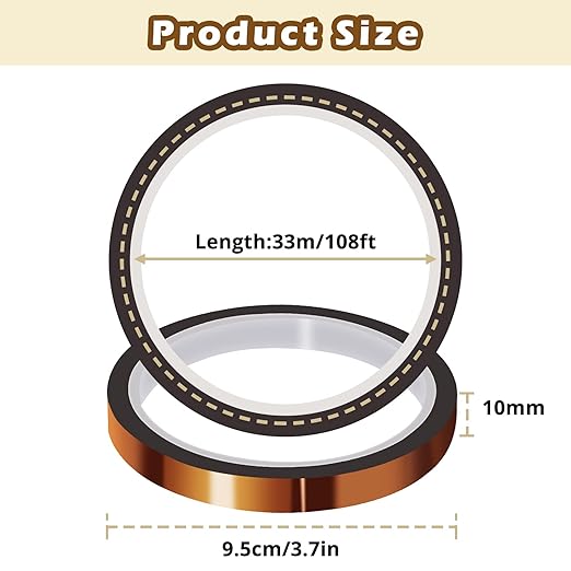 HTVRONT Heat Resistant Tape - 2 Rolls 10mm X 33m Heat Transfer Tape, Sublimation Tape No Residue Heat Press Tape for Sublimation, Heat Press, HTV Heat Tape(Brown)